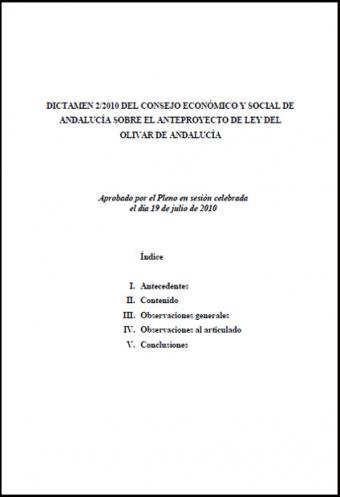 Dictamen 2/2010 del Consejo Económico y Social de Andalucía sobre el Anteproyecto de Ley del Olivar de Andalucía