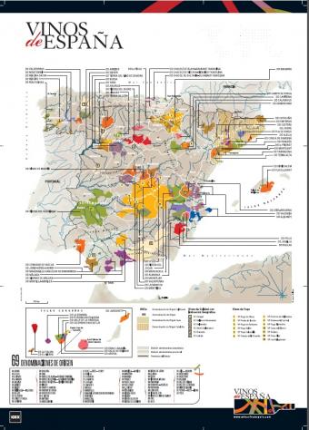 Mapa de denominaciones de origen de los vinos de España